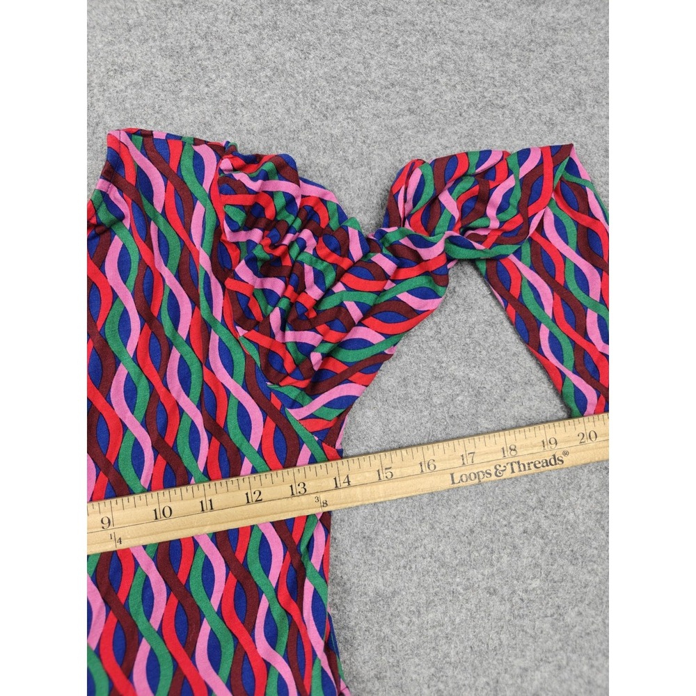 Boden Dress Womens 6 Multicolor Wavy Stripe Fit & Flare Puff Sleeve Midi - Picture 8 of 9